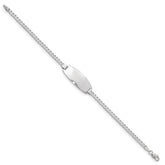 14k White Gold Polished Solid Chain/Solid Plate Curb Link Oval 24x10.5mm Plate 7 inch ID Bracelet